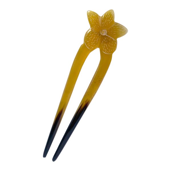 Handmade Buffalo Horn Hair Fork, Chopstick Hair Pins for Long Hair, Chignon, Accessories, Anti-Static Pocket Hair Stick, Gift For Women Mom Wife Daughter Girl, Mothers Day, Birthday (Flower)