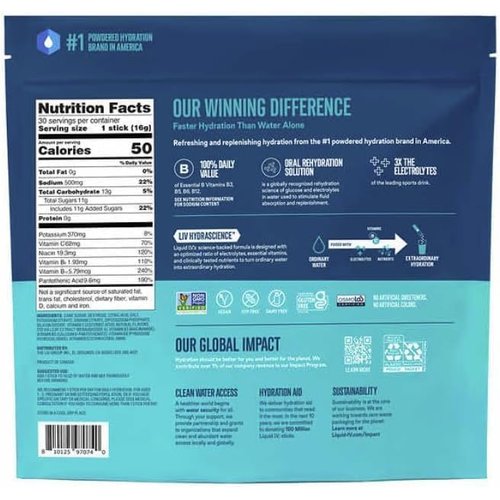 Liquid Hydration Multiplier Popsicle Firecracker, Electrolyte Powder Drink Mix | Convenient Single-Serving Sticks 30 Packs in Resealable Pouch