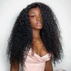 SUNTU 13X6 Curly Lace Front Wigs HD Transparent Lace Frontal Wig for Black Women 180 Density Glueless Lace Front Wigs Pre Plucked Bleached Knots with Baby Hair Brazilian Human Hair Wigs(24 Inch)