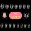 SANLUBA 450PCS 15 Sizes Extra Short Coffin Nail Tips Soft Gel Clear Press on Nails Half Matte Full Cover Acrylic Nail Pre-shape for Nail Extension