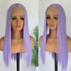 GJRainDY Purple Wig Synthetic Lace Front Wig for Women 13x4 Glueless Light Purple Long Straight Wigs 24 Inch Synthetic Lace Front Wig with Natural Pre Plucked Hairline