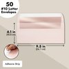 Best Paper Greetings 50-Pack #10 Blush Pink Envelopes with Metallic Rose Gold Foil Lining for Party Invitations, Mailing Business Letters, Invoices, Baby Showers, Weddings (4 1/8 x 9 1/2 in)
