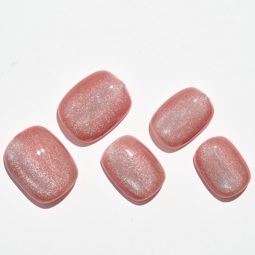 GLAMERMAID Press on Nails Extra Short Squoval, Handmade Rainbow Amber Gel Nails Polish Glue on Nails, 24Pcs Glossy Round Reusable UV Finish Fake Nails Acrylic False Nails Manicure Kits for Women Gift