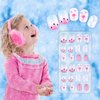 240 Pieces False Nails Kids Press on Short Artificial Fake Nails Cute Pre Glue Full Cover Acrylic Nail Tip Kit for Children Little Girls Nail Decoration, 10 Boxes (Pink Flower)