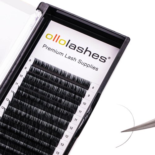 OLLOLASHES Lash Trays for Lash Extensions B/C/CC/D/J Curl Mix4-20mm 0.03-0.15 thickness Super Matte Eyelash Extensions, Professional Supplies for Lash Techs (C-0.03, 8-15mm)