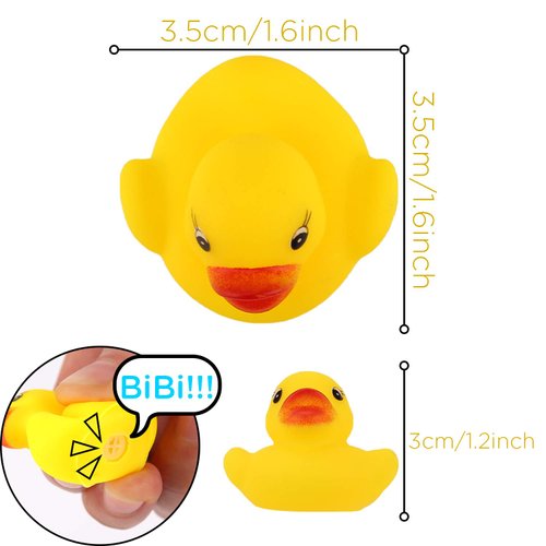 SAVITA 50pcs Rubber Ducky Bath Toy for Kids, Float and Squeak Mini Small Yellow Ducks Bathtub Toys for Shower/Birthday/Party Supplies（3.5×3.5×3cm/1.4×1.4×1.2inch）