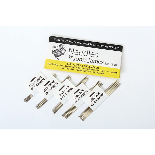 John James Saddlers Harness Blunt Point Needles/Set: 5 x 5/5 Sizes x 5 Pieces Each