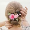 Fangsen Wedding Boho Pink Rose Flower Hair Comb Bridal Headpiece Floral Hair Accessories for Brides and Bridesmaids Silver