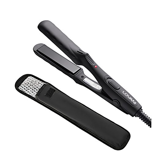 LOVANI Mini Flat Iron, Tourmaline Ceramic Small Hair Straightener, Dual Voltage Travel Hair Iron for Worldwide Use, Portable Mini Straightener with Insulated Bag