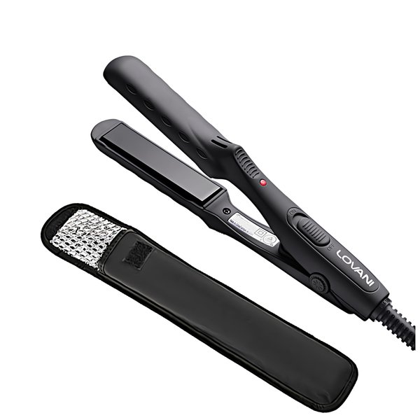 LOVANI Mini Flat Iron, Tourmaline Ceramic Small Hair Straightener, Dual Voltage Travel Hair Iron for Worldwide Use, Portable Mini Straightener with Insulated Bag