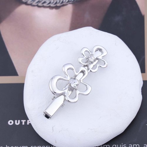 Iaceble Flower Hair Clip Hairpin Silver Metal Hairclip Pin Minimalist Flower Side Clip Barrette Hollow Flower Alligator Hair Clips Decorative Hair Accessories for Women and Girls
