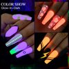MSRUIOO Glow in the Dark Gel Nail Polish, 6 Colors Luminous Neon Gel Polish Set Fluorescent Bright Colors Hot Pink Yellow Purple Glow Effect Soak Off UV Gel Polish for DIY Nail Art Design