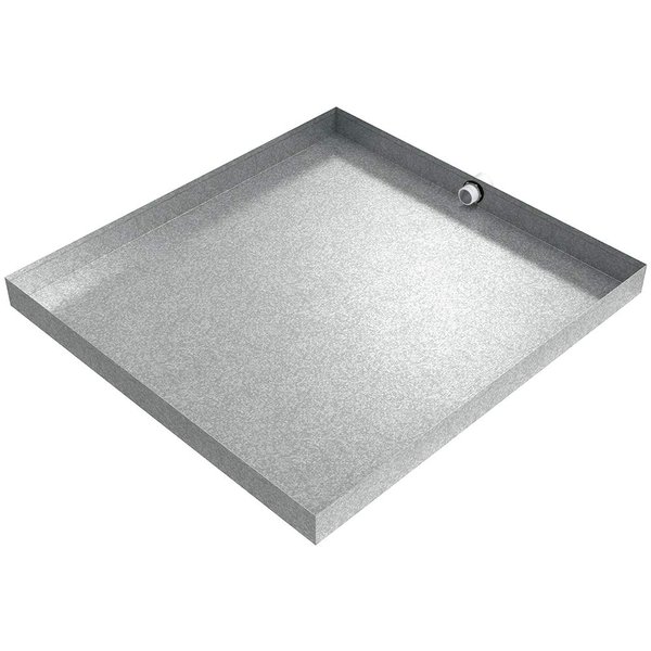 32" x 30" x 2.5" Galvanized Washing Machine Drain Pan with PVC Drain Fitting| Water Damage Prevention | No Leak | Made In The USA | Welded Water Tight | Killarney Metals