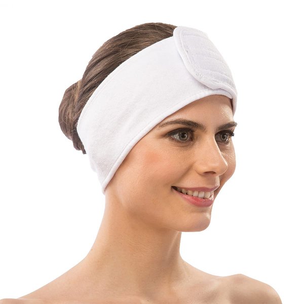 APPEARUS Cotton Terry Spa Headband Terry Cloth Head Wrap Facial Towel Headbands with Closure (1 Pc)