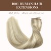 GOO GOO Wire Hair Extensions Human Hair, 17A/60A Ash Blonde mix Platinum Blonde Highlighted 14inch 75g, Invisible Wire Hair Extensions with Transparent, Seamless Fish Line Hairpiece