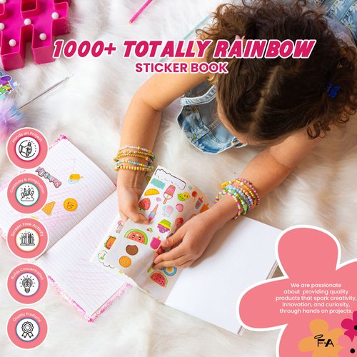 Fashion Angels 1000+ Totally Rainbow Colorful Fun Craft Stickers for Scrapbooks, Planners, Gifts and Rewards, 40-Page Sticker Book for Kids Ages 6+ and Up