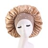 4 Pieces Women's Satin Rhinestone Sleeping Hat Night Sleep Cap Hair Care Salon Makeup Muslim Hijab Head Cover Bonnet Hat