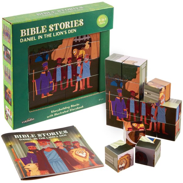 Bible Stories Toddler Puzzles (Daniel in the Lion's Den) Wooden Puzzles with Mini Christian Baby Books and Bible Trivia Game - Christian Toys Brain Games, Sunday School Crafts, Bible Games for Kids