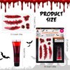 Vampire Fake Blood and Tattoo Set, Halloween Tattoo Stickers Wound Tattoo Stickers, Dark Red Realistic Washable Special Effects SFX Makeup, Halloween Costume, Zombie, Vampire and Monster Makeup