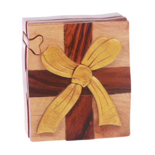Handcrafted Wooden Gift Box Shape Secret Jewelry Puzzle Box