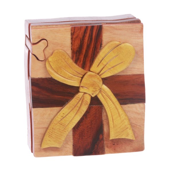 Handcrafted Wooden Gift Box Shape Secret Jewelry Puzzle Box