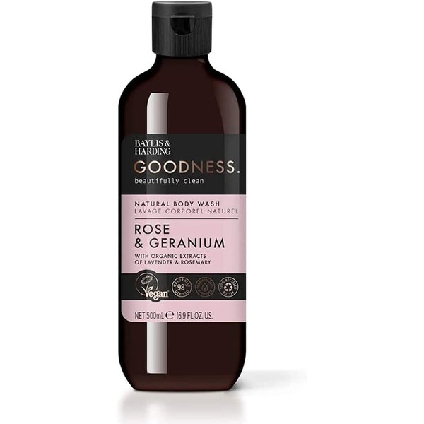 Baylis & Harding Liquid Body Wash Soap, Goodness, Rose & Geranium, 16.9oz/500ml