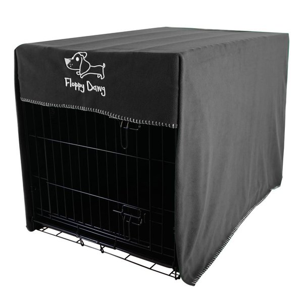 Floppy Dawg Crate Cover. Fits 42 Inch Dog Crates or Smaller. Easy to Put On, Take Off, and Adjust. Doubles as a Comfy Blanket. Slate Gray Lightweight and Breathable Polar Fleece