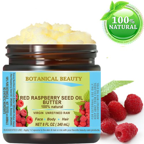 Botanical Beauty' RED RASPBERRY SEED OIL BUTTER RAW 100% Pure Natural VIRGIN UNREFINED Cold-Pressed 8 Fl oz 240 ml for Face, Skin, Body, Hair, Lip, Nails Rich in Vitamin E, Vitamin C