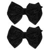 2pcs Velvet Hair Bows 4" Glitter Black Velvet Ribbon Alligator Clips Barrette Cute Fall Bowknot Decor Accessories for Little Teen Toddler Baby Girls Kids