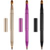 TOODOO 3 Pieces Lip Brush Retractable Lipstick Liner Brush Lipstick Dual-ended Foundation Makeup Brush with Cap Travel Applicators