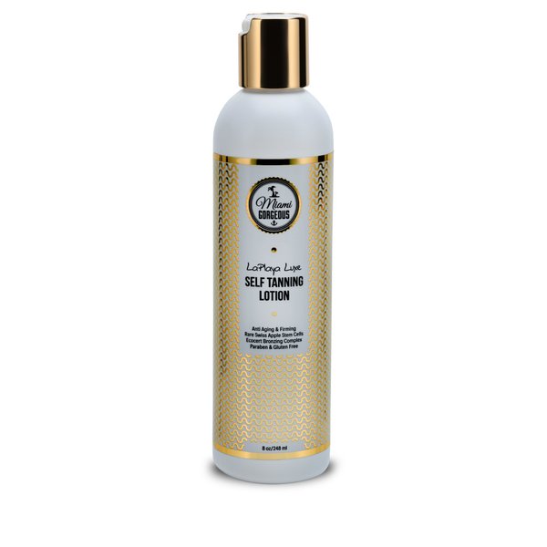 Miami Gorgeous Self Tanning Lotion LaPlaya Luxe Natural Best Self Tanner for Instant Bronzing Touch & Streak Free Tan, Best Bronzer Sunless Tanner Light Medium Gradual Tanner for Face and Body 8oz