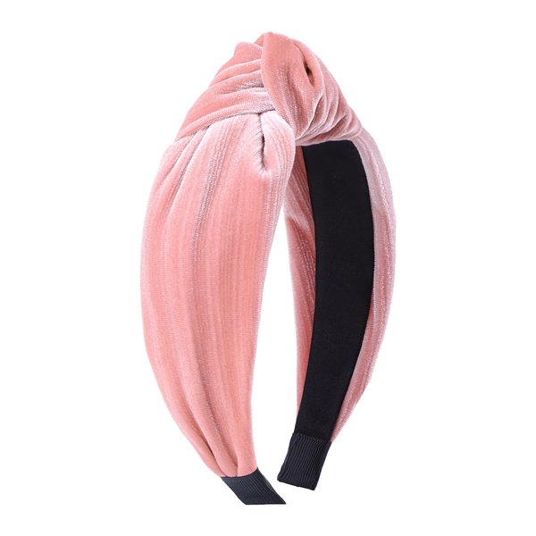 YanJie Pink Valentines Headband for Women Velvet Pink Knotted Headbands Non Slip Wide Head Band for Women Girls Fashion Valentines Headbands Gift