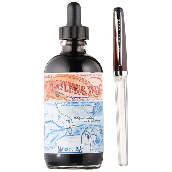Noodler's Ink Refills Polar Black 4.5oz w/ Free Fountain Pen Bottled Ink