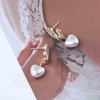 Allereyae Vintage Crystal Pearl Heart Dangle Earrings Rhinestone Pearl Drop Earrings Gold Cz Pearl Stud Earrings Heart Love Earrings Jewelry for Women and Girls
