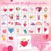 JUNEBRUSHS Valentine's Day Temporary Tattoos, 180 Pcs Valentines Tattoos Stickers 30 Styles Face Make up Goodie Bag Stuffers Gift Filler for Valentines Accessories Party Favors Decorations