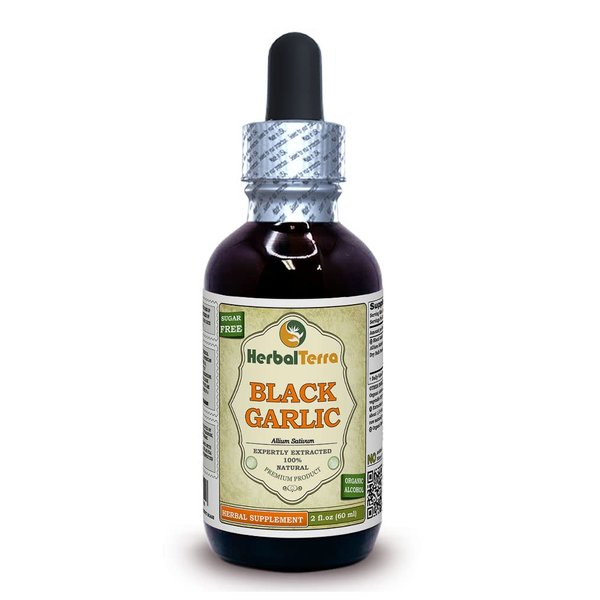 Herbal Terra LLC Black Garlic (Allium Sativum) Dried Bulb Powder Liquid Extract, Certified Organic 2 oz