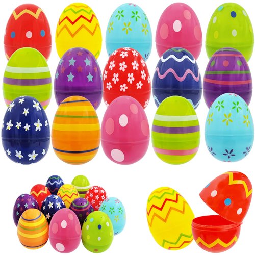 Chochkees Painted Fillable Easter Eggs with Hinge Bulk Colorful Painted Plastic Easter Eggs, Perfect for Easter Egg Hunt, Surprise Egg, Easter Hunt, 2.25" Inch Assorted Bright Colors (50-Pack)