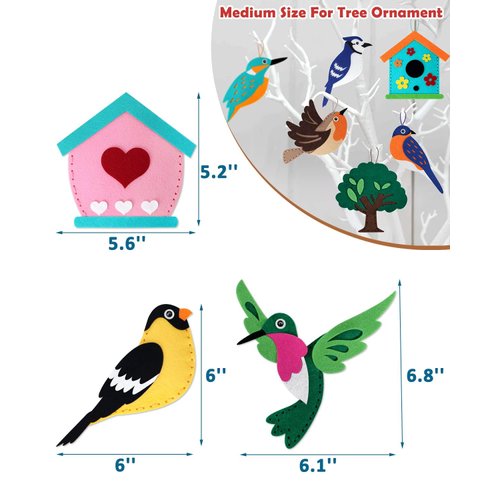 CiyvoLyeen Wild Birds Sewing Craft Kit Animal Sewing Kit for Boys and Girls Beginners Set of 12 Sewing Projects Gift for Kids