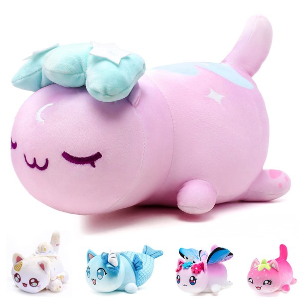 KOWSI 61 PCS 11 inches Moon Cat Plush Cute Kawaii Cat Plush Collection 100% Polyester Plushie Pillow Embroidered Soft Stuffed Animal Collectible (Moon Cat)