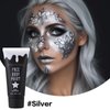 BOBISUKA Silver Face Body Paint, Metallic Oil-based Painting Kit, Cream Blendable Facepaint for Halloween Cosplay, Costume, Parties, Stage, Theater, SFX Special Effect Makeup（2.1 Fl.oz）