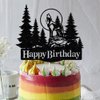 Sleyberoy Wolf Happy Birthday Cake Topper - Timberwolf Glitter Full Moon Cake Topper - Jungle Wild Animal theme Party Decor Supplies (wolf)
