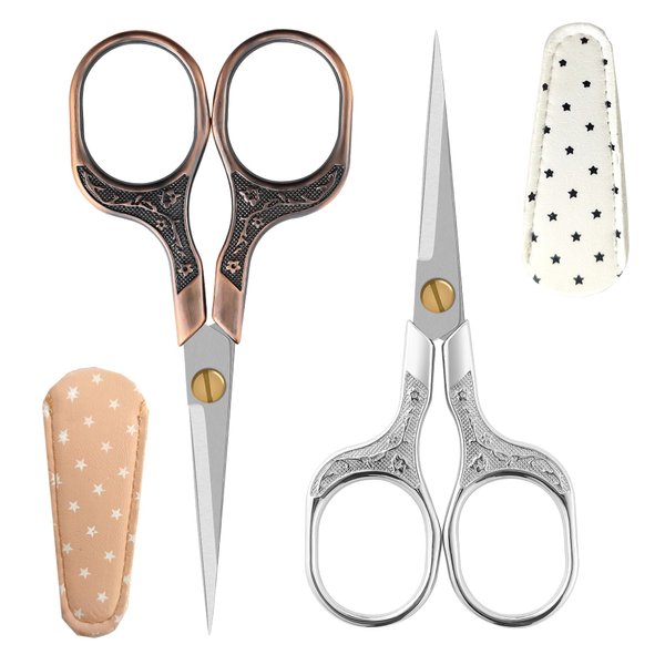 Glexal Facial Small Hair Grooming Beauty Scissors,2pcs 5 inch Comestic Cutting shears for Men and Women,Hair Trimming,Beard,Nose Hair,Eyelash,Sewing,Embroidery,Craft, Art Work & Everyday Use