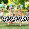 2 Pcs Cow Print Tablecloth Cow Plastic Table Cover 87 x 51 Inches Farm Animal Party Tablecovers for Cow Theme Birthday Party Supplies