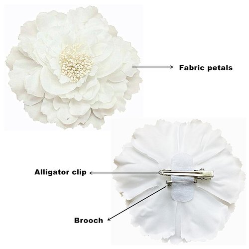ALIMITOPIA Flower Hair Clip,Fabric Artificial Peony Flower Hairpin Barrette Brooch Headdress Bobby Pins Headwear Hair Accessories for wedding Party supplies(Peony Style,4.3 inches,6pcs)