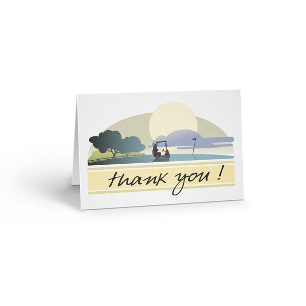 Stonehouse Collection | Simple Elegant Golf Theme Thank You Note Card | 10 Boxed Golf Cards & Envelopes (Standard)