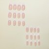 White French Tip Press on Nails Medium Almond Fake Nails Press ons with Designs Glossy Full Cover Acrylic False Nails Stick on Nails Cute Artificial Glue on Nails for Women Manicure 24Pcs