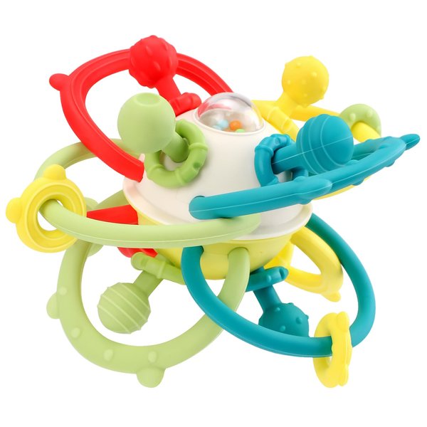 Baby Teething Toys Montessori Toys Food-Grade Silicone Teether for 6-12 Months Baby Toys 0-6 Months Infant Sensory Toys Rattle 12-18 Months 1 Year Old Developmental Toys for Newborn Boys Girls Gifts