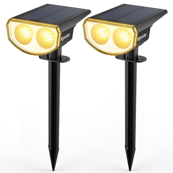 Kyosho Solar Spot Lights Outdoor Warm White, 38 LEDs Solar Landscape Lights IP67 Waterproof, 2-in-1 Solar Outdoor Spotlights Garden Wall Lights with 3 Modes for Tree, Yard, Patio