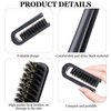 2Pcs Travel Hair Brush, Mini Folding Hair Brush Collapsable Boar Bristles Hair Comb Pocket Beard Brush Portable Hair Styling Tool for Women and Men