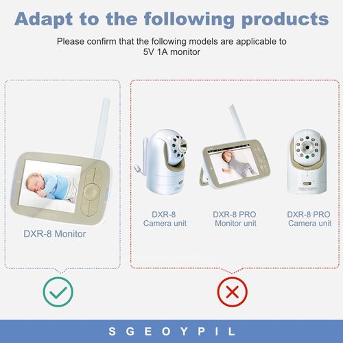 SGEOYPIL 5V Charger for Monitor Unit, 9.8ft Safe Power Compatible with Infant Optics Baby DXR-8 Video Monitor Replacement Original AC Adapter Cord (for 2019 Version DXR-8 or Later)